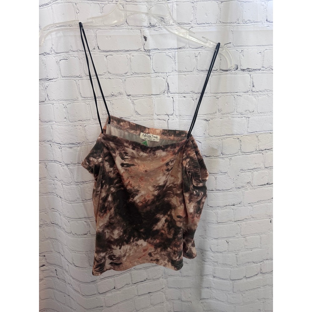 Full Circle Trends Tie Dye Crop‎ Top Spaghetti Strap Casual 2X